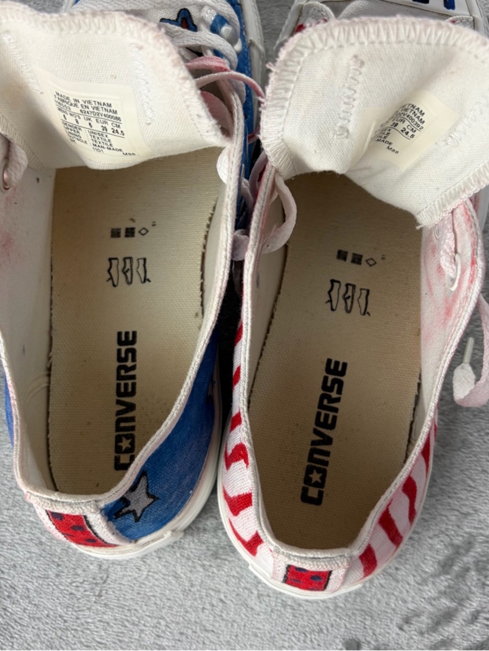 Unisex Handpainted Custom Patriotic themed Converse sneakers Women’s 8 Mens 6 - Picture 5 of 10